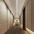 Modern Hotel Corridor Interior Design With Elegant Lighting Textured Walls And Artwork