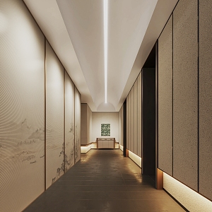 Modern Aisle Hotel Office Corridor 3d model