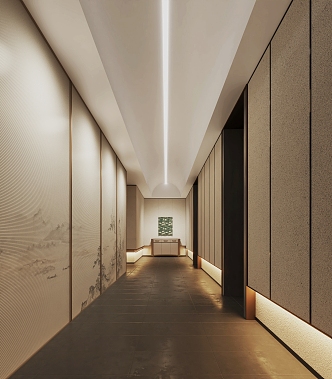 Modern Aisle Hotel Office Corridor 3d model