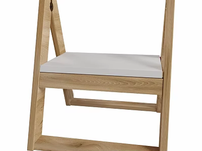 Modern Wooden Stool With White Padded Seat And Simple Frame Design For Home 3d model