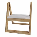 Modern Wooden Stool With White Padded Seat And Simple Frame Design For Home