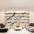 Modern Study Room Interior With Shelves Sofas And Coffee Table