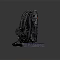 Black Backpack Style Diving Buoyancy Control Device With Straps Tubes Valves On Purple Platform 3d model