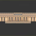 Classical Style Public Library Building With Stone Steps Columns And Tiled Roof Front Entrance Design
