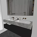 Elegant Modern Bathroom Vanity With Marble Countertop Black Cabinet And Brass Faucet