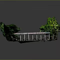 Detailed 3D Landscape Model With Bridge Green Vegetation And Water Area