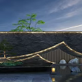 Modern Zen Feature Wall Design With Stone Accents Trees And Water Reflection