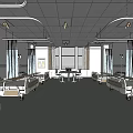 Hospital Ward Interior With Multiple Beds Medical Equipment Room Layout And Ceiling Lights