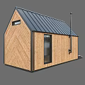Modern Wooden House With Metal Roof Glass Doors And Wooden Porch Steps