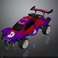 Sporty Purple and Red Toy Racing Car with Large Wheels Rear Wing and Number 8