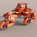 Orange Sci Fi Mechanical Vehicle With Multiple Wheels Intricate Design And Small Cockpit
