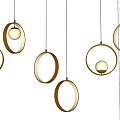 Modern Circular Pendant Lights With Metallic Frames And Hanging Design 3d model