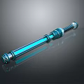 Blue Cylindrical Mechanical Shaft With Metal End Connectors And Glossy Surface