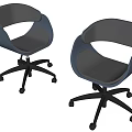 Gray Office Chairs With Armrests And Black Five Star Casters 3d model
