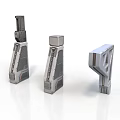 Futuristic Metallic Structural Components With Geometric Shapes And Angular Design