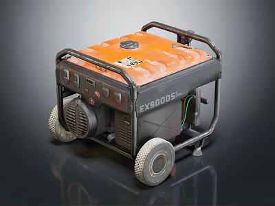 Orange And Black EX9000S Generator With Portable Wheels For Reliable Power Supply 3d model