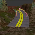 Scenic Winding Mountain Road Featuring Yellow Double Lines Among Trees And Rolling Hills