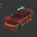 Red And Black Custom Modified Car With Roof Mounted Weapons And Armored Exterior
