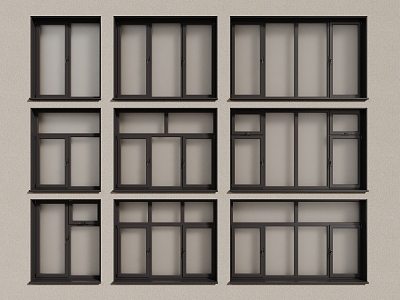 modern windows aluminum alloy windows casement windows floor-to-ceiling windows 3d model