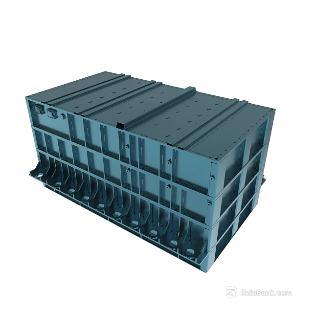 Heavy Duty Blue Metal Mechanical Component With Multiple Holes And Structural Parts 3d model 