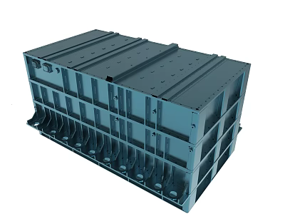 Heavy Duty Blue Metal Mechanical Component With Multiple Holes And Structural Parts 3d model