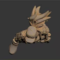 3D Female Action Figure Sculpture With Long Hair Hat Shorts And Boots On Dark Background