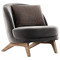 Cozy Fluffy White Fur Accent Chair With Brown Cushion And Wooden Legs