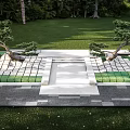 Modern Tree Pit Design With Square Structure Two Trees Green Lawn And Stone Path 3d model