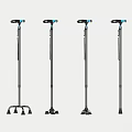 Medical Device Red Adjustable Walking Crutches With Various Stable Base Designs For Support 3d model
