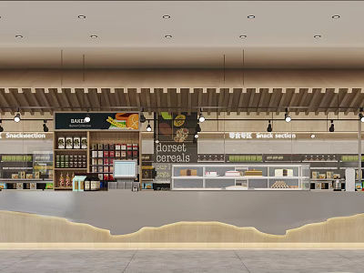 Supermarket Interior With Shelves And Product Displays 3d model