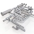 Industrial Equipment Complex Pipeline System With Multiple Pipes Valves And Connectors