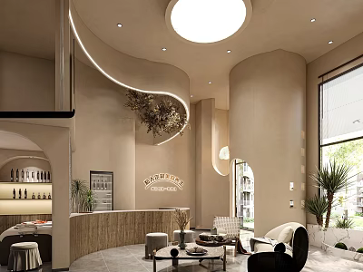 Elegant Modern Beauty Hair Salon Interior With Styling Stations Comfortable Seating And Green Plants 3d model
