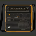 Vintage Portable Radio Yellow And Black Design With FM AM Dial Knobs And Shoulder Strap