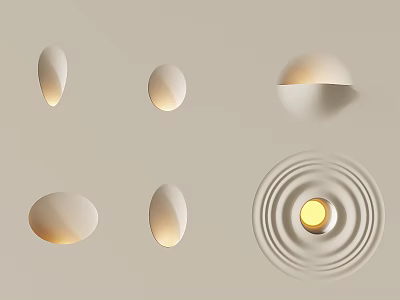 Modern Wall Lamps With Different Shapes And Soft Lighting On Beige Wall 3d model