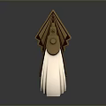 Decorative Golden Tipped White Weapon With Pointed Upper Structure And Smooth Body Design