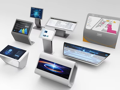 Public Facilities Interactive Digital Information Kiosks With Various Touchscreen Displays And Data Interfaces 3d model