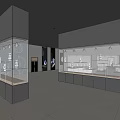 Contemporary Exhibition Hall Interior With Glass Display Cases And Illuminated Exhibits