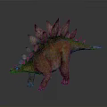 Realistic 3D Stegosaurus Dinosaur Model With Dorsal Plates On Gray Background
