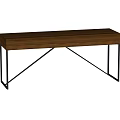 Modern Wooden Top Console Table With Black Metal Legs And Simple Design