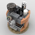 Detailed Building Blocks Coffee Machine in Orange and Gray with Coffee Cup Pressure Gauge