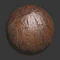 Brown Textured Coconut with Rough Surface on Black Reflective Background 3d model