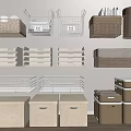 Wall Mounted Storage Baskets with Woven Metal Design Neutral Tones for Home Organization