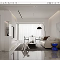 Modern Living Room Interior With White Sofa Floor Lamp Coffee Table And Decorative Items