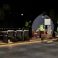Modern Bar Interior Design with Bar Counter High Stools Wine Racks and Green Plants