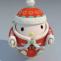 Festive Doll Wearing Red Outfit With Gold Patterns Santa Hat And Star Shaped Item
