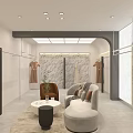 Modern Clothing Store Exterior With Stylish Window Display Mannequins And Decorative Plants
