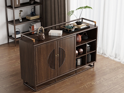 New Chinese Style Mobile Tea Cabinet Storage Cabinet Tea Cabinet Mobile Tea Table Tea Cabinet Side Cabinet Side Cabinet Tea Tray model