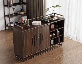 New Chinese Style Mobile Tea Cabinet Storage Cabinet Tea Cabinet Mobile Tea Table Tea Cabinet Side Cabinet Side Cabinet Tea Tray 3d model