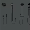 Various Modern Shower Fixtures Including Wall Mounted Heads And Handheld Sprayers 3d model