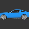 Blue Mustang Sports Car With Sleek Two Door Body Silver Alloy Wheels And Rear Spoiler